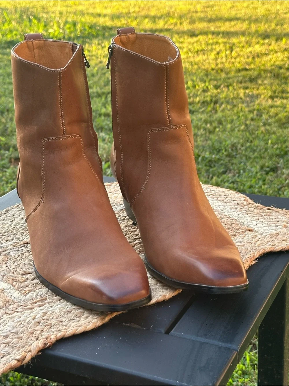 Classic Brown Leather Ankle Boots - Men's Stylish Zip Booties